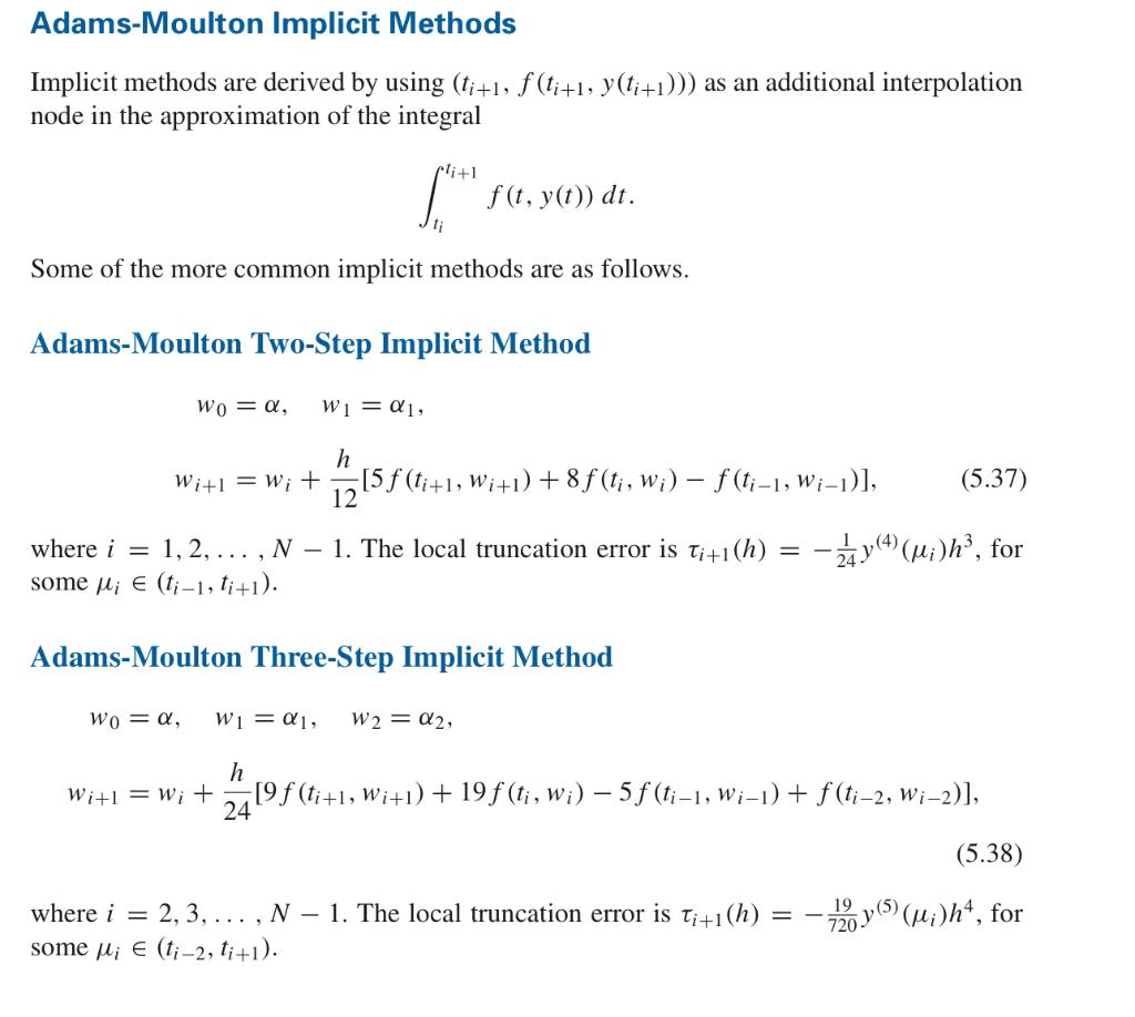 a b, with y(a) = a. dt (i) Derive out the Adams-Moulton