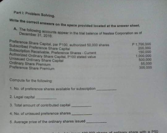  Please show the solution :) Part I: Problem Solving on the