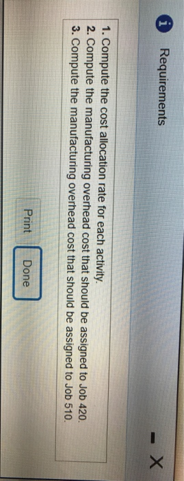  i Requirements 1. Compute the cost allocation rate for each activity.