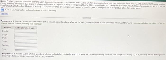  Quality Chicken grows and processes chickens Each chicken is disassembled into