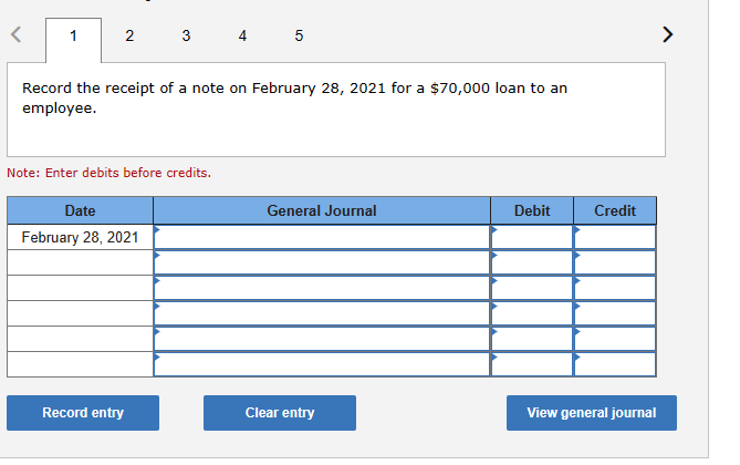 of December 31, 2021. Note: Enter debits before credits. Record the receipt