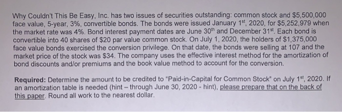  Why couldn't This Be Easy, Inc. has two issues of securities