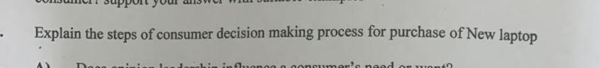 Explain the steps of consumer decision making process for purchase ofNew laptop