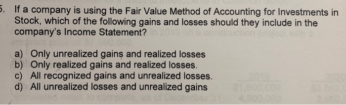  5. If a company is using the Fair Value Method of