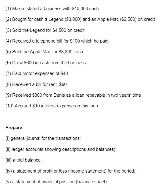 Can someone help me with explanations? (1) Maxim stated a business with