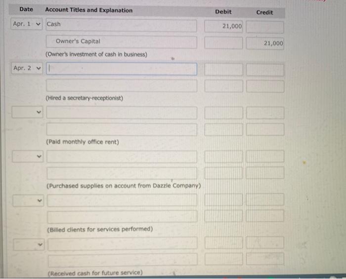 month of the operation of her business, the following events and transactions