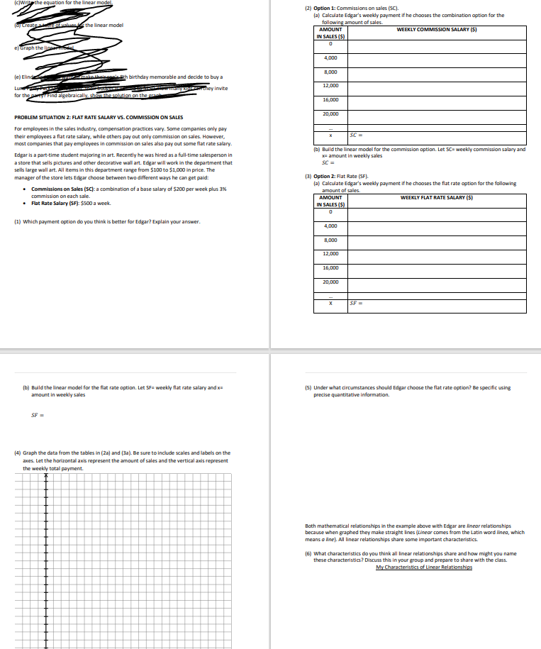  please type or handwrite nicely for problem situation 2 IcWritthe equation