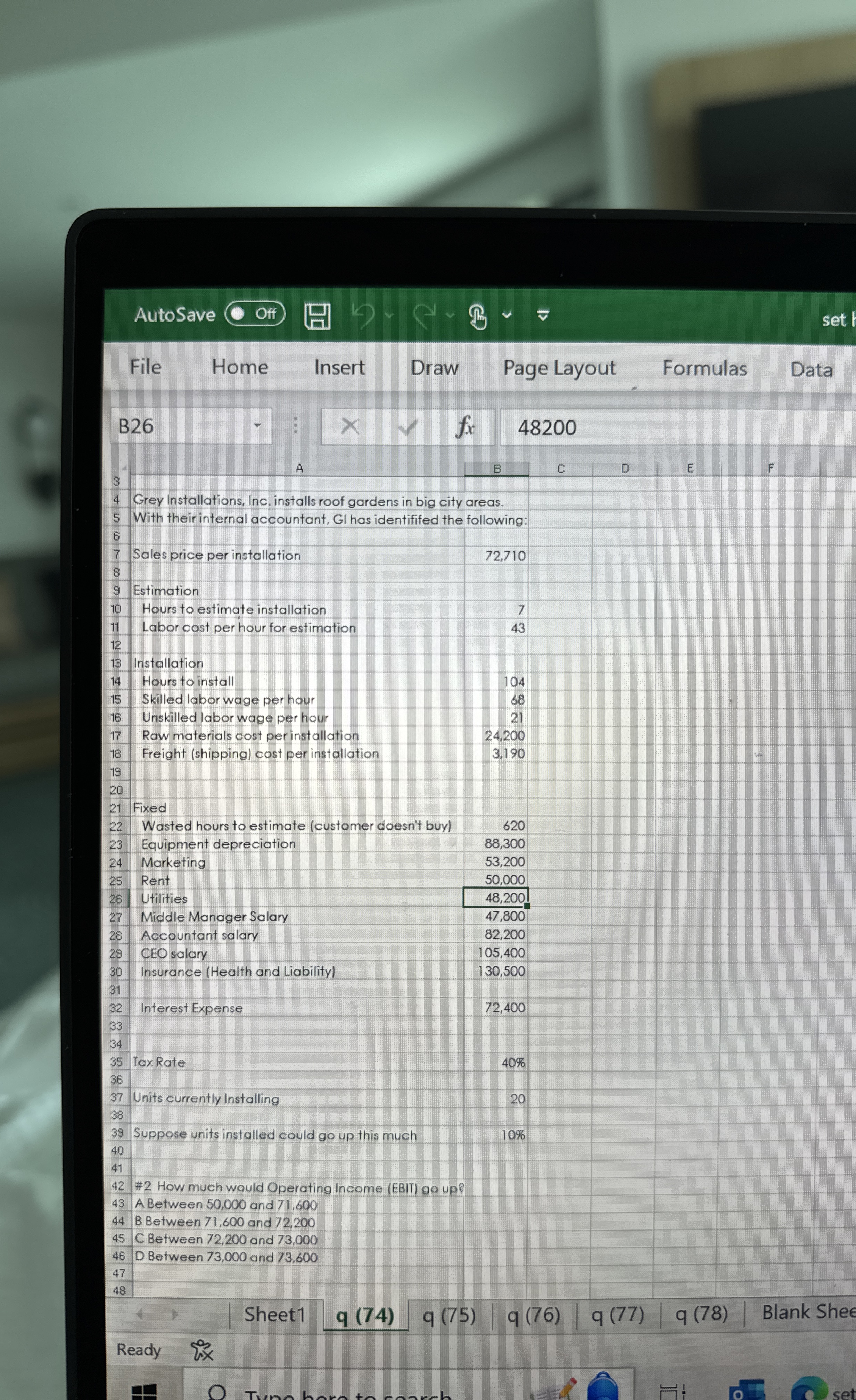  AutoSave Off File Home Insert Draw Page Layout Formulas Data B26