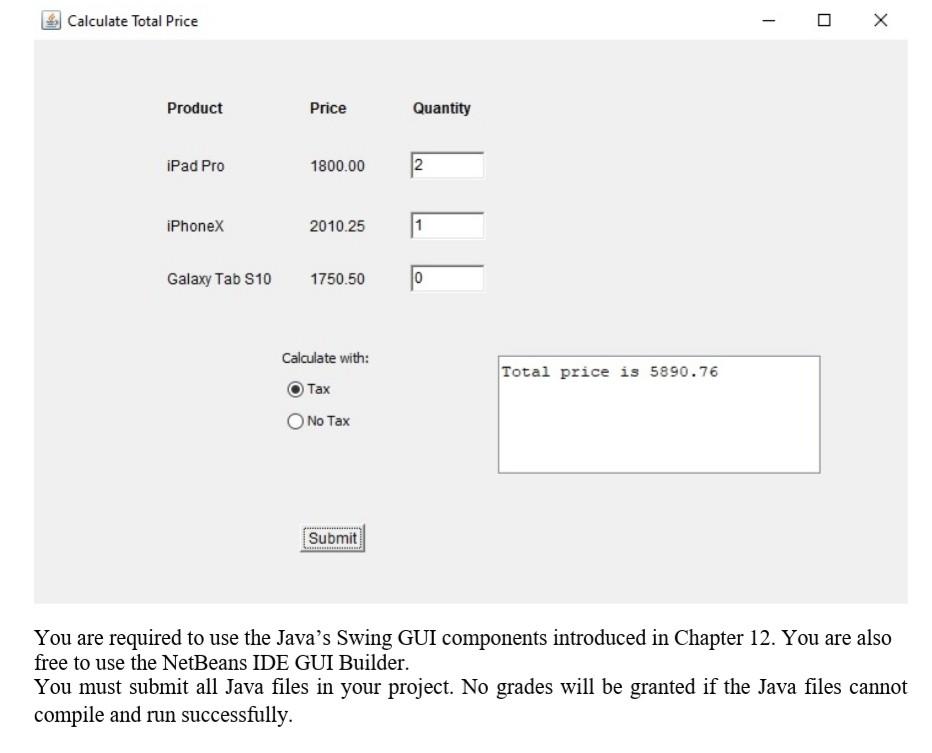 calculates the total price for a list of mobile phones and tablets.