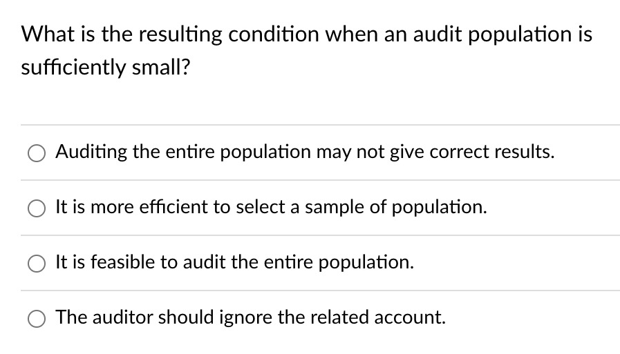  What is the resulting condition when an audit population is sufficiently