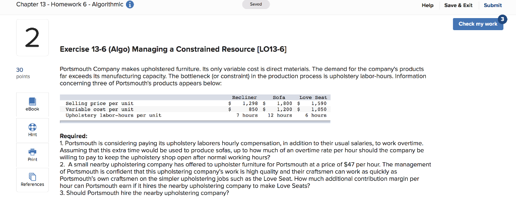  Chapter 13 - Homework 6 - Algorithmic Seved Help Save &