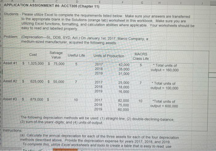  H APPLICATION ASSIGNMENT #4- ACCT305 (Chapter 11) 1 Students - Please