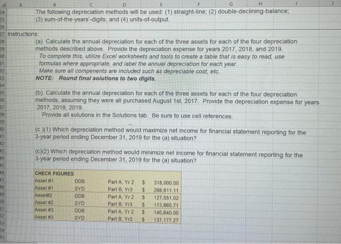 utilize Excel to complete the requirements listed below. Make sure your answers