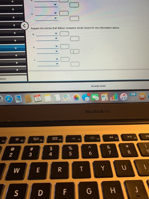 a. Sampson Co. sold merchandise to Batson Co. on account, $46,000, terms