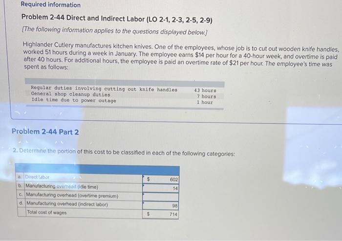 2-5, 2-9) [The following information applies to the questions displayed below) Highlander