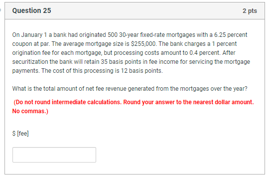  Question 24 Consider a GNMA mortgage pool with principal of $16