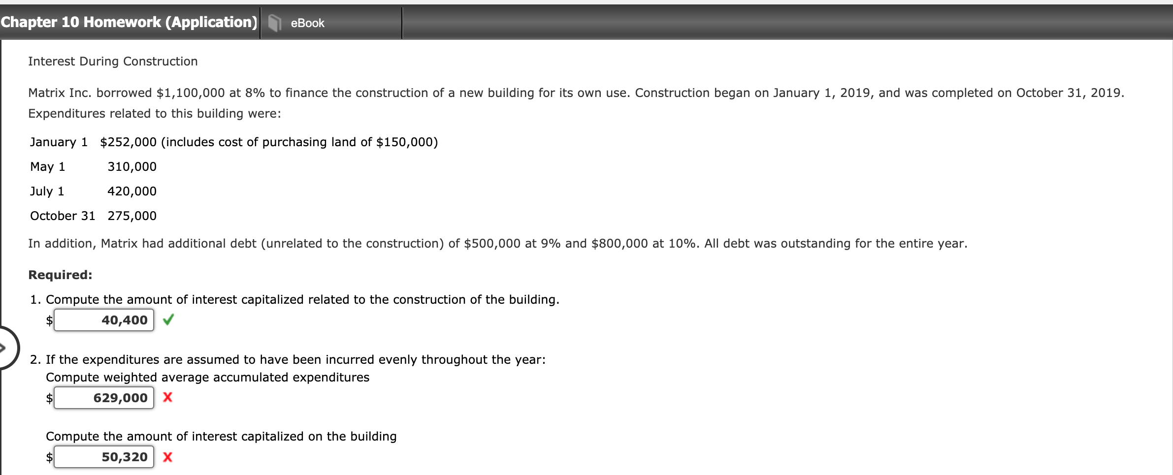  Please show STEPS, THANK YOU!!! Chapter 10 Homework (Application) eBook Interest