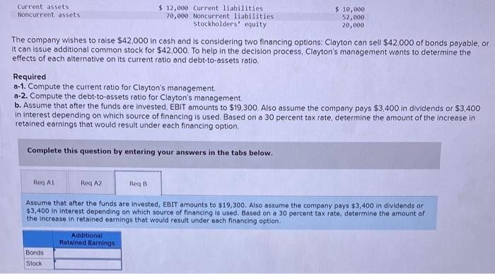 in cash and is considering two financing options: Clayton can sell $42,000