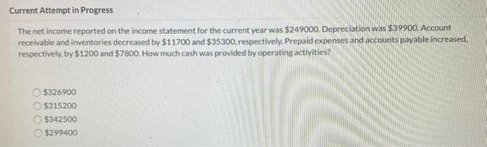  Current Attempt in Progress The net income reported on the income