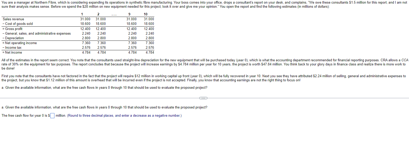  be done! a. Given the available information, what are the free