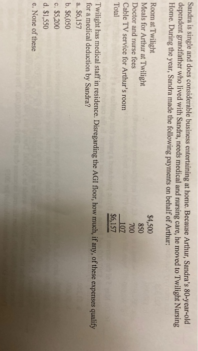  answer based on new tax bill 2018 Sandra is single and