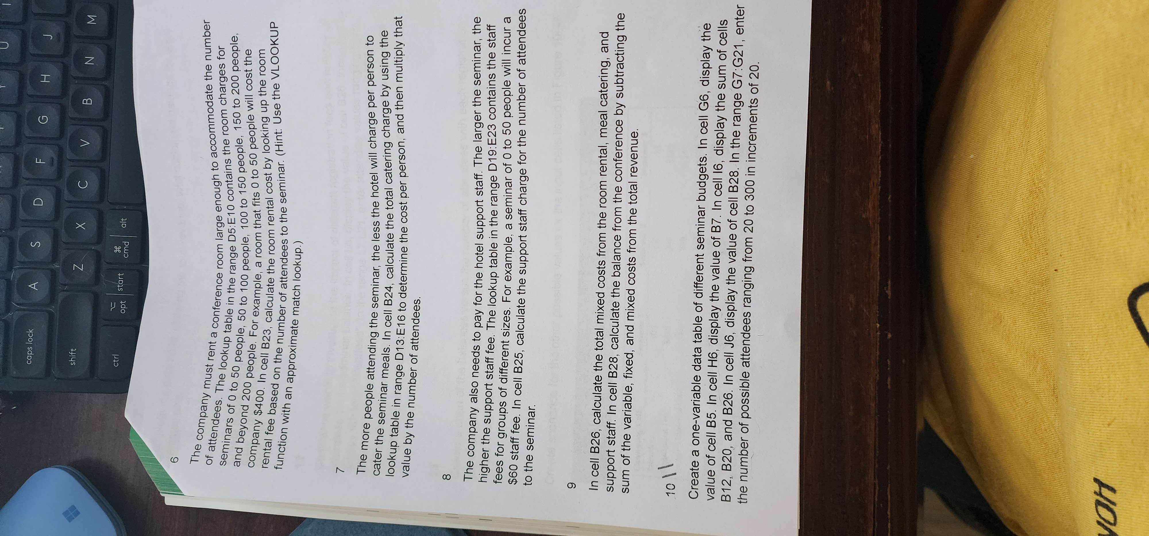 showing the balance from each seminar as the result. Move the sheet