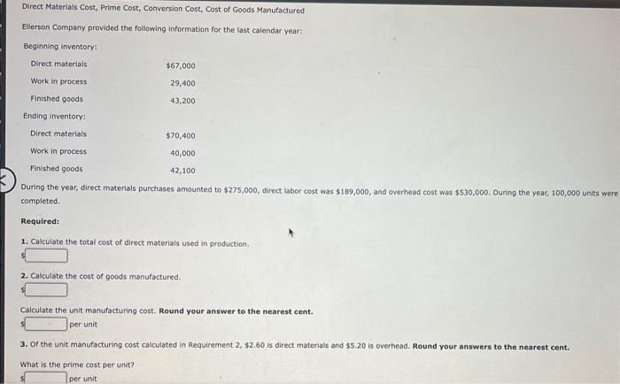 also what is the conversion cost per unit? please answer ASAP Direct