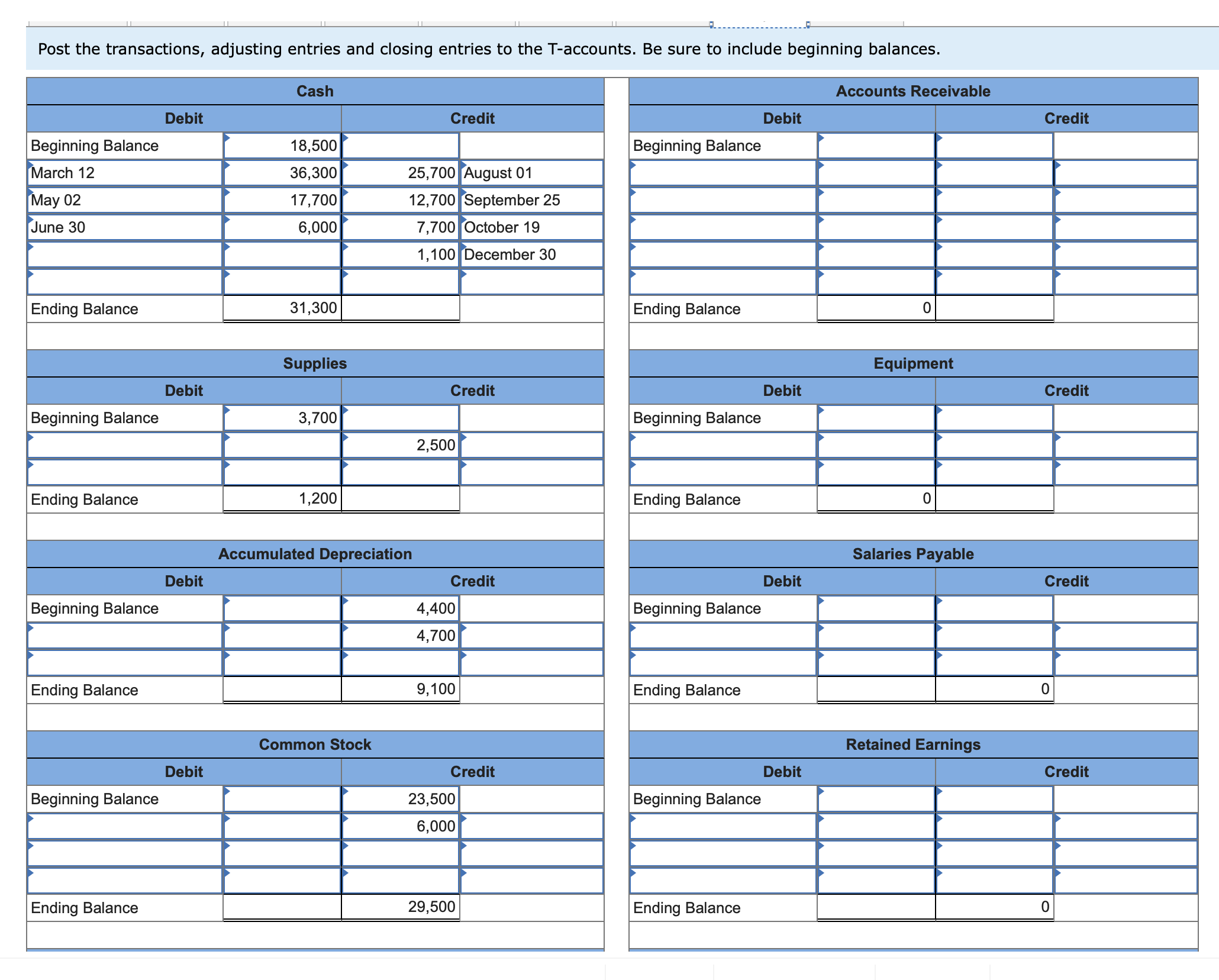 Pay repairs and maintenance expenses, $12,700. Purchase equipment for $7,700 cash. Pay