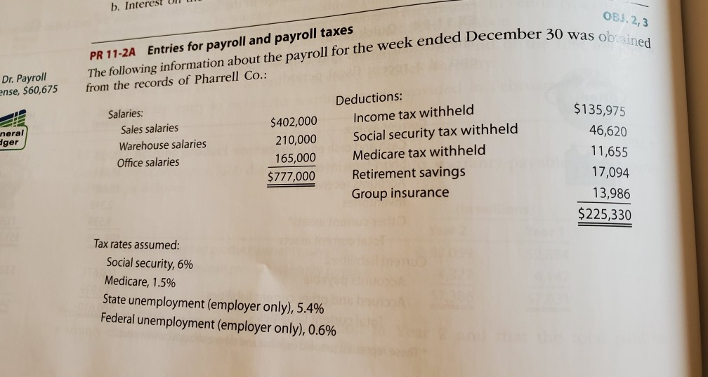 problem 11-2a answer all please. b. Interest UITM OB3.2, 3 ember