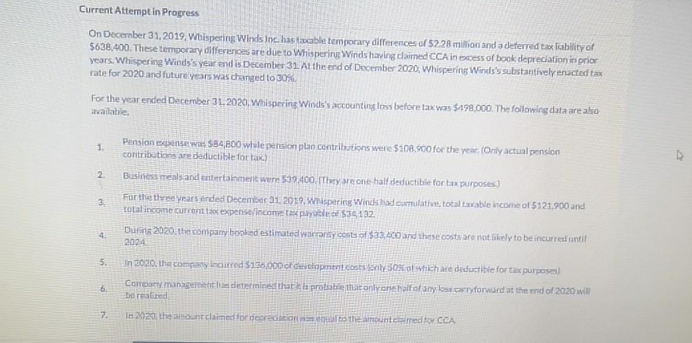Current Attempt in Progress On December 31, 2019. Whispering Winds Inc.