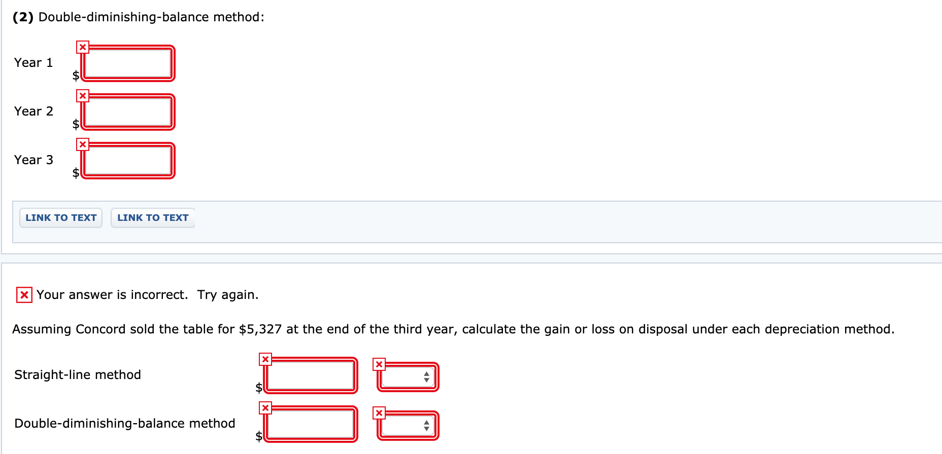 Exercise 9-6 a-d Concord Corporation purchased a boardroom table for $17,600. The