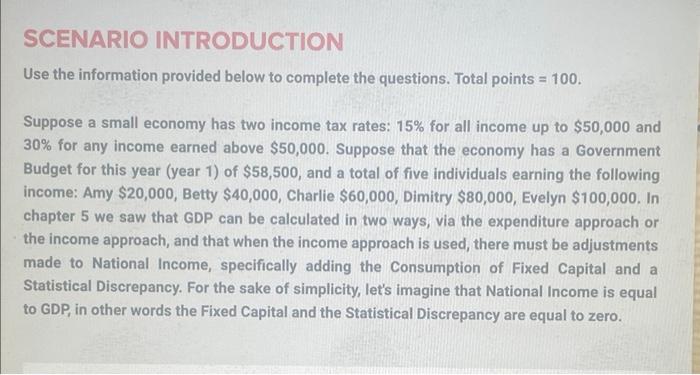 SCENARIO INTRODUCTION Use the information provided below to complete the questions.