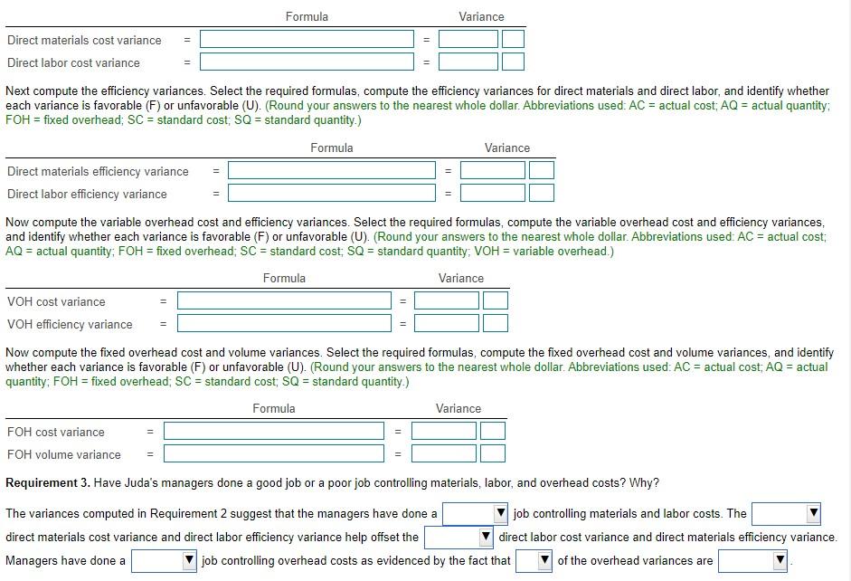recliners x $475 each) Variable Manufacturing Costs: Direct Materials (6,000 yds @