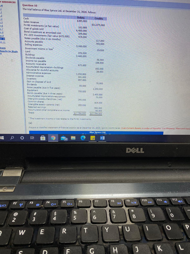 T RESOURCES 4 1 2 3 Question 10 The trial balance