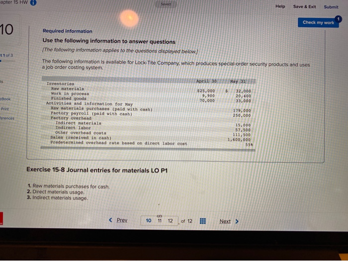  apter 15 HW Help Save & Exit Submit Check my work