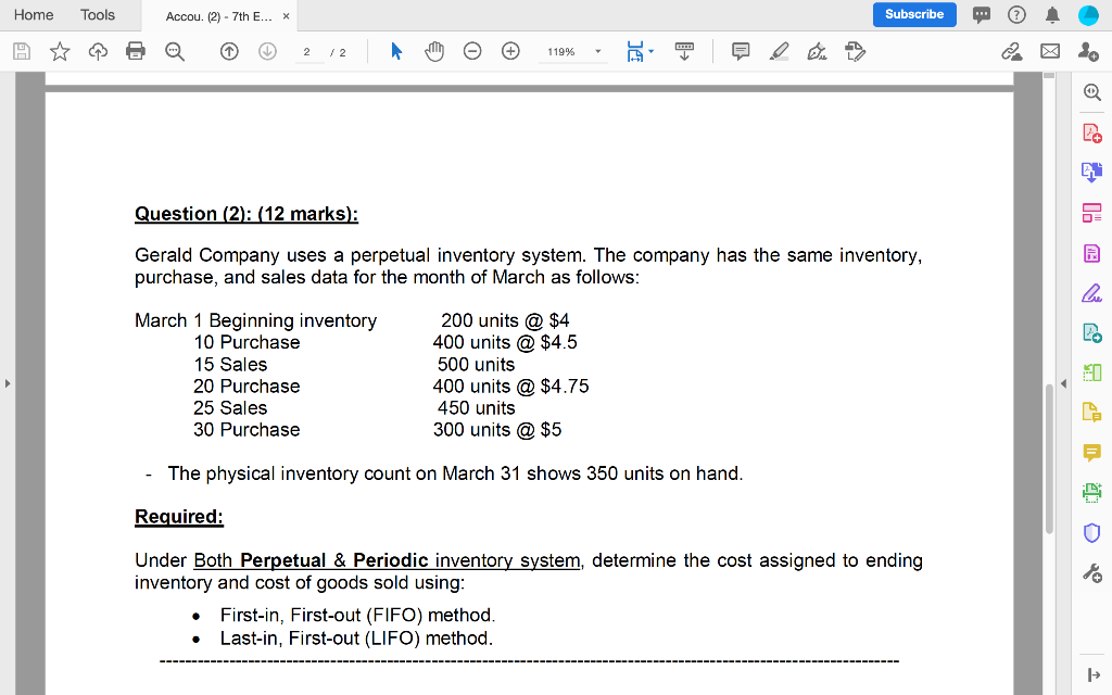 Home Tools Accou. (2) - 7th E... X Subscribe A P