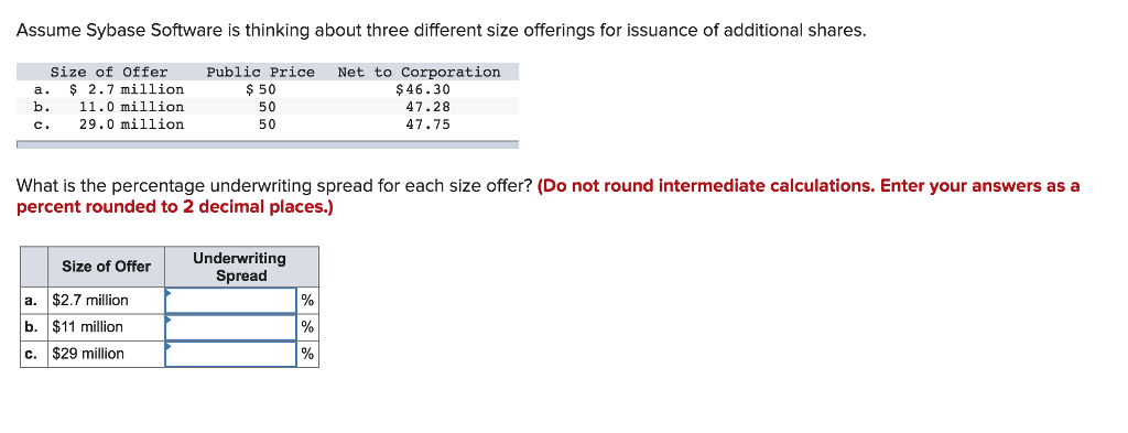 Assume Sybase Software is thinking about three different size offerings for