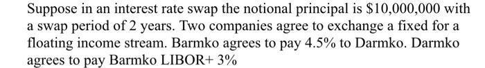 please answer quick Suppose in an interest rate swap the notional principal