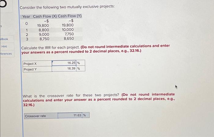 Only need the bottom question asnwered. What is the NPV of Projects