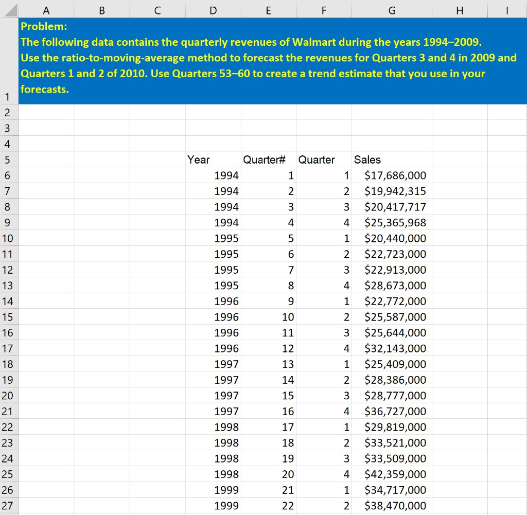 Please use Excel in your explanation. B D E A F. G