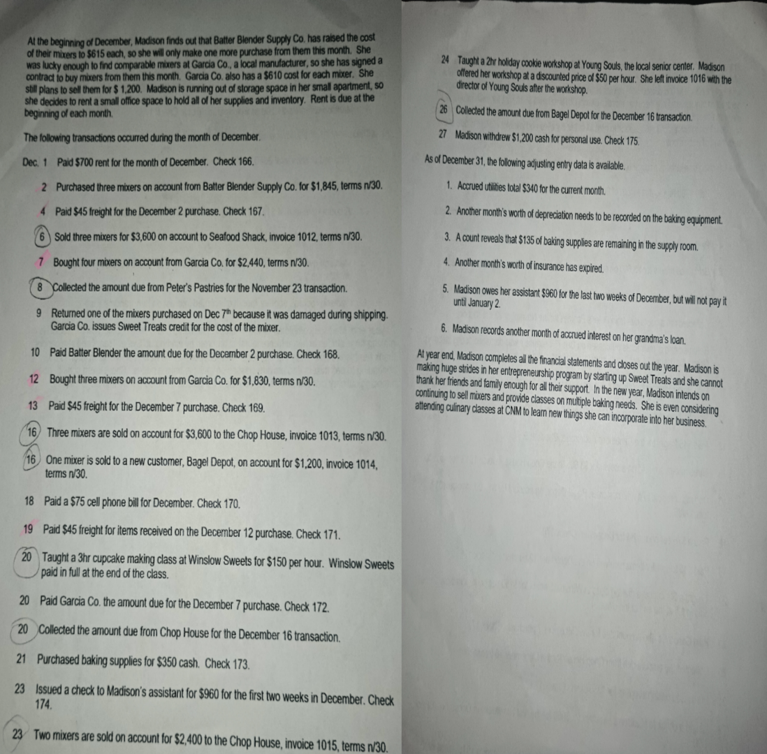  I need help with the multi-step income statement, the OWNer's equity