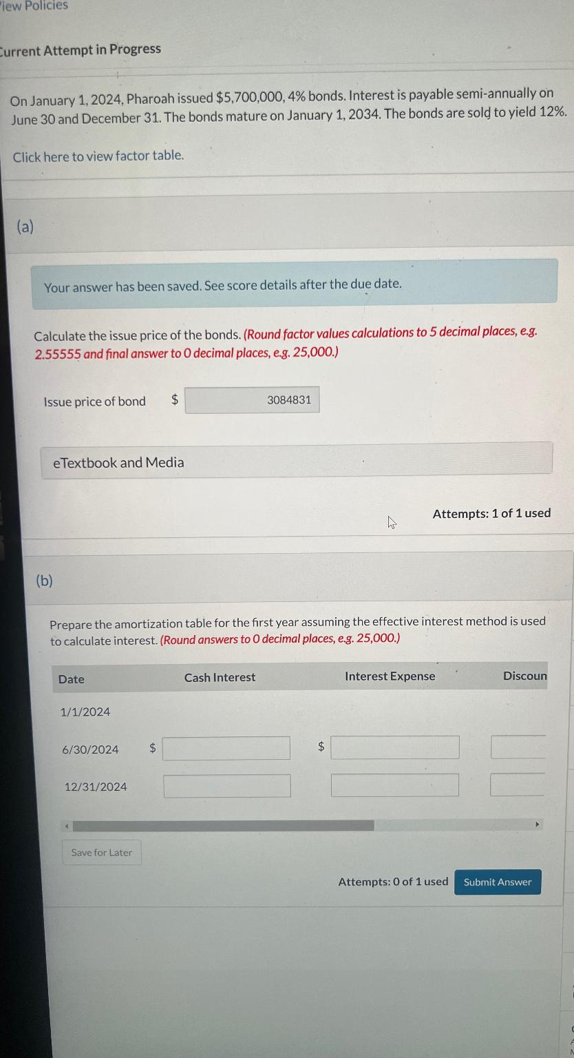  iew Policies current Attempt in Progress On January 1,2024, Pharoah issued