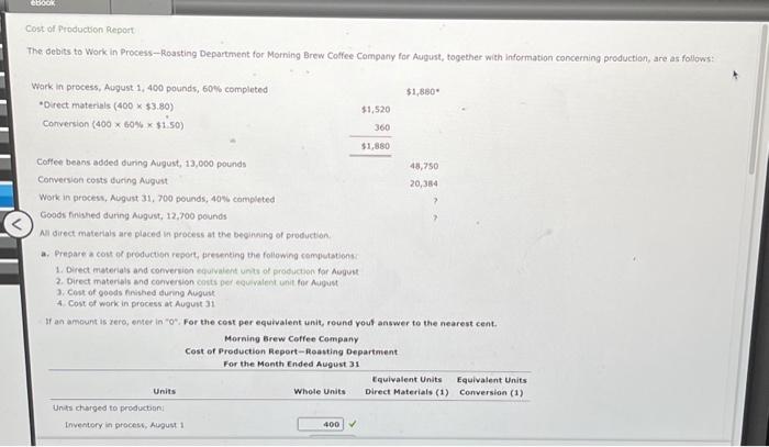  b. Compute and evaluate the change in cost per equivalent unit