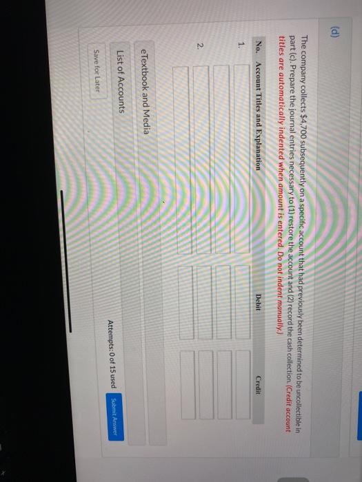 receivable 4% 1% % uncollectible Estimated bad debts $ eTextbook and Media