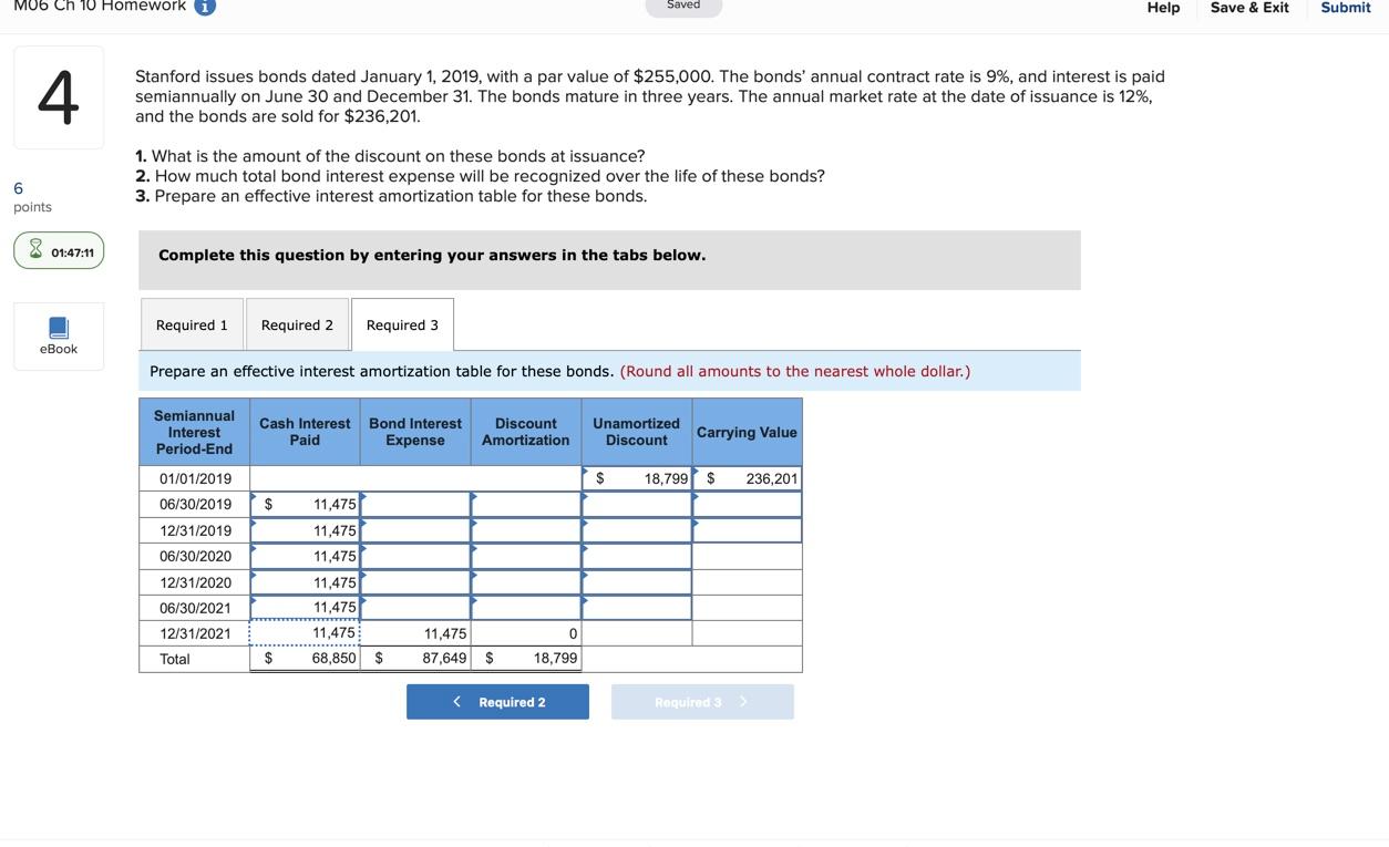  MO6 Ch 10 Homework 1 Saved Help Save & Exit Submit