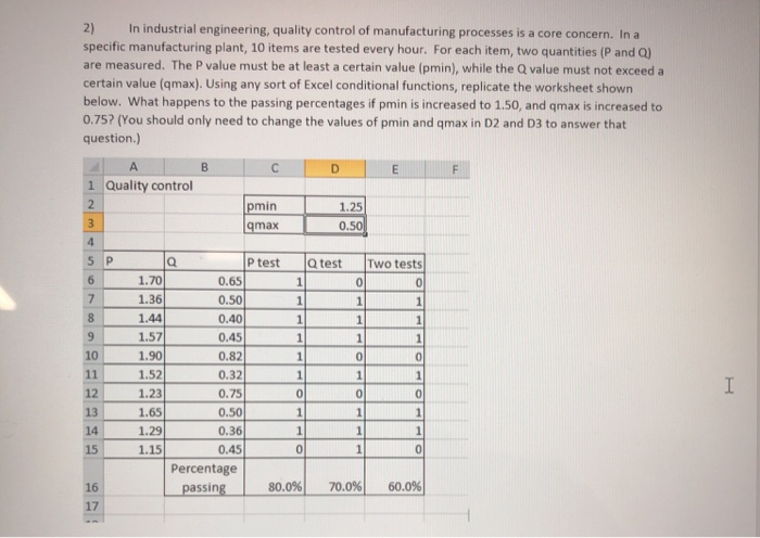 please explain how to do it 2) in industrial engineering, quality control
