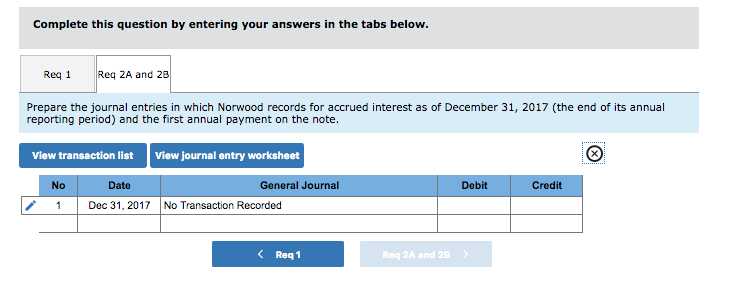 Norwood borrows $450,000 cash from a bank by signing a five-year installment