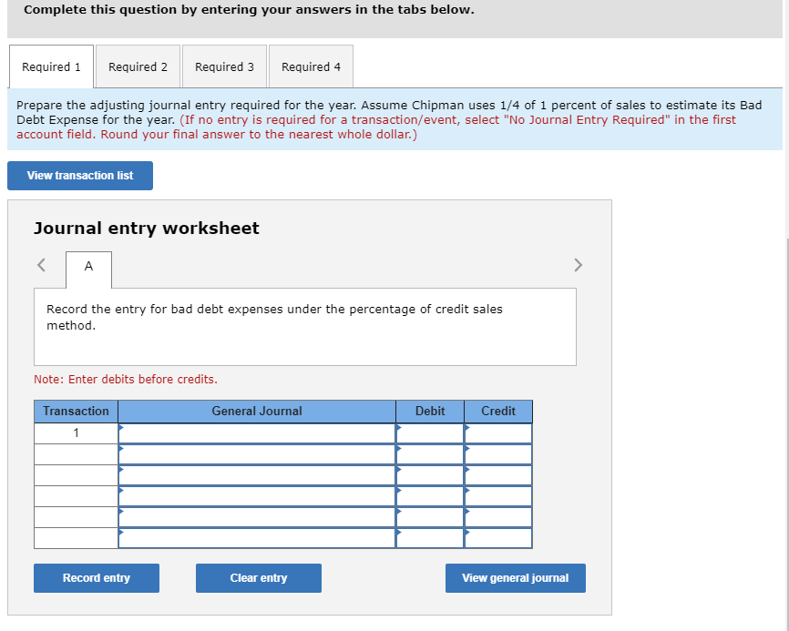 balance at its year-end: Debits $2, 100 Credits Accounts Receivable Allowance for