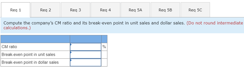 Problem 6-22 CVP Applications; Contribution Margin Ratio; Break-Even Analysis; Cost Structure [LO6-1,