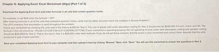  please answer in an excel sheet,thank you Chapter 6: Applying Excel: